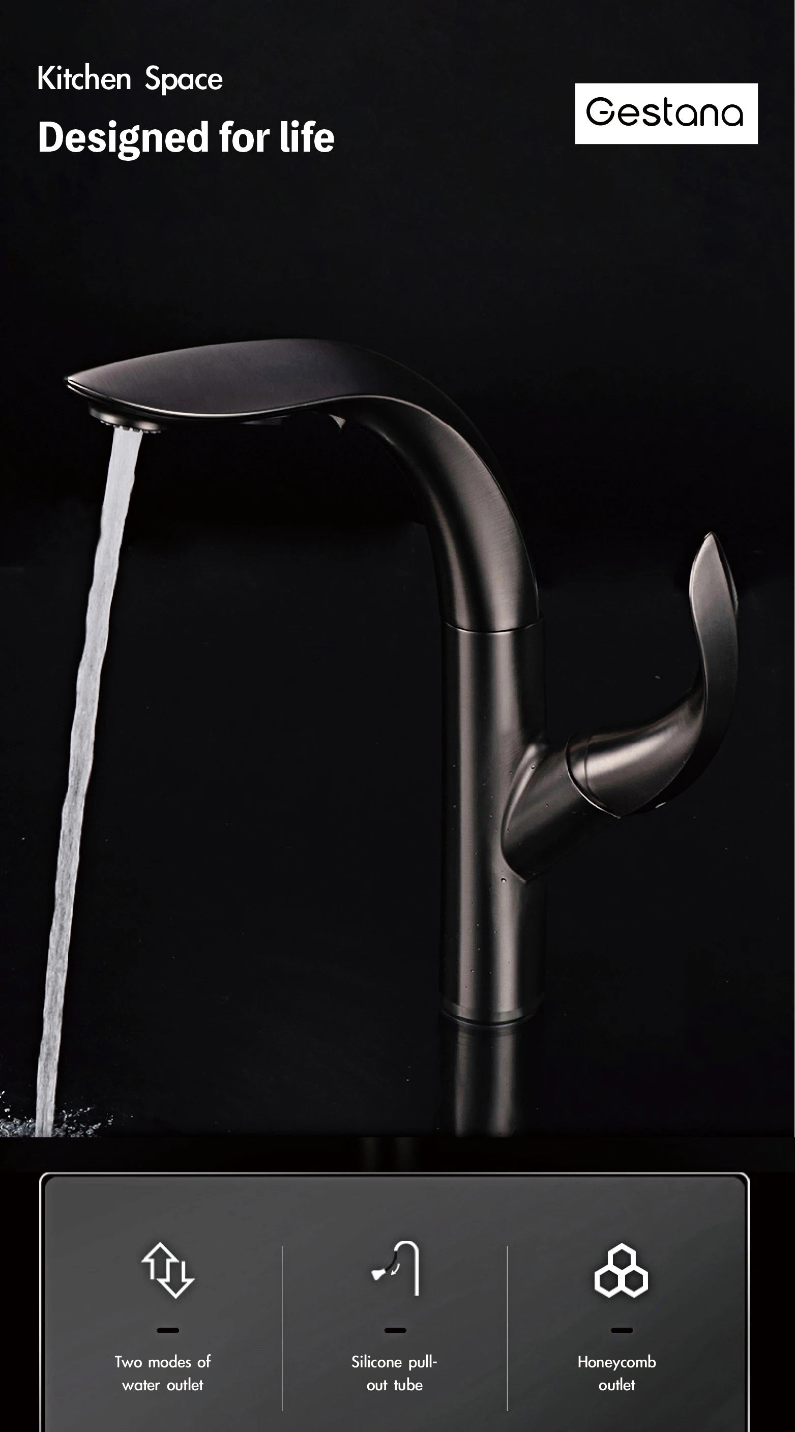 gold kitchen faucet, pull-out, 2 function Sprayer