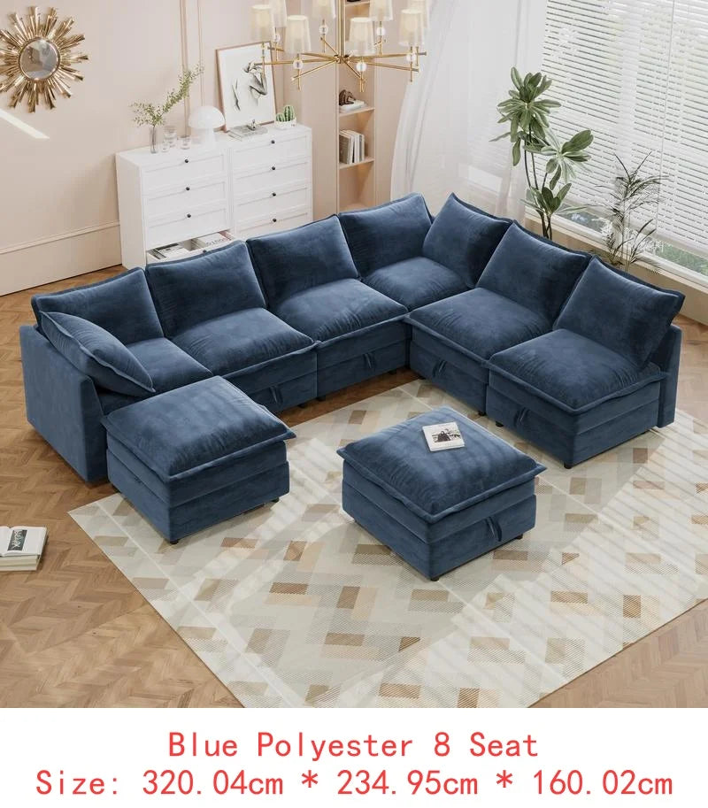 6-Piece Modular Sofa Bed with Storage