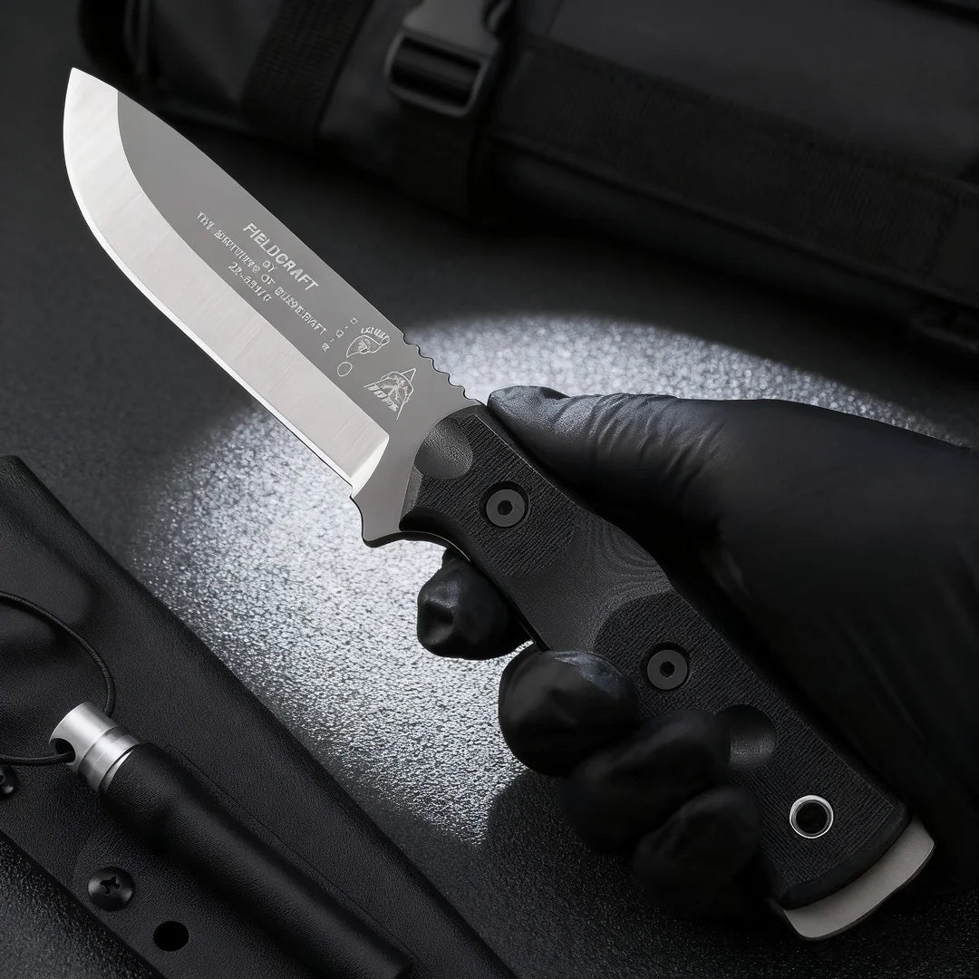 Straight knife, high-hardness 154CM alloy steel, sheath