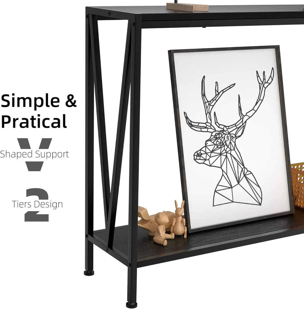 2-Tier Narrow Console Sofa Side Table