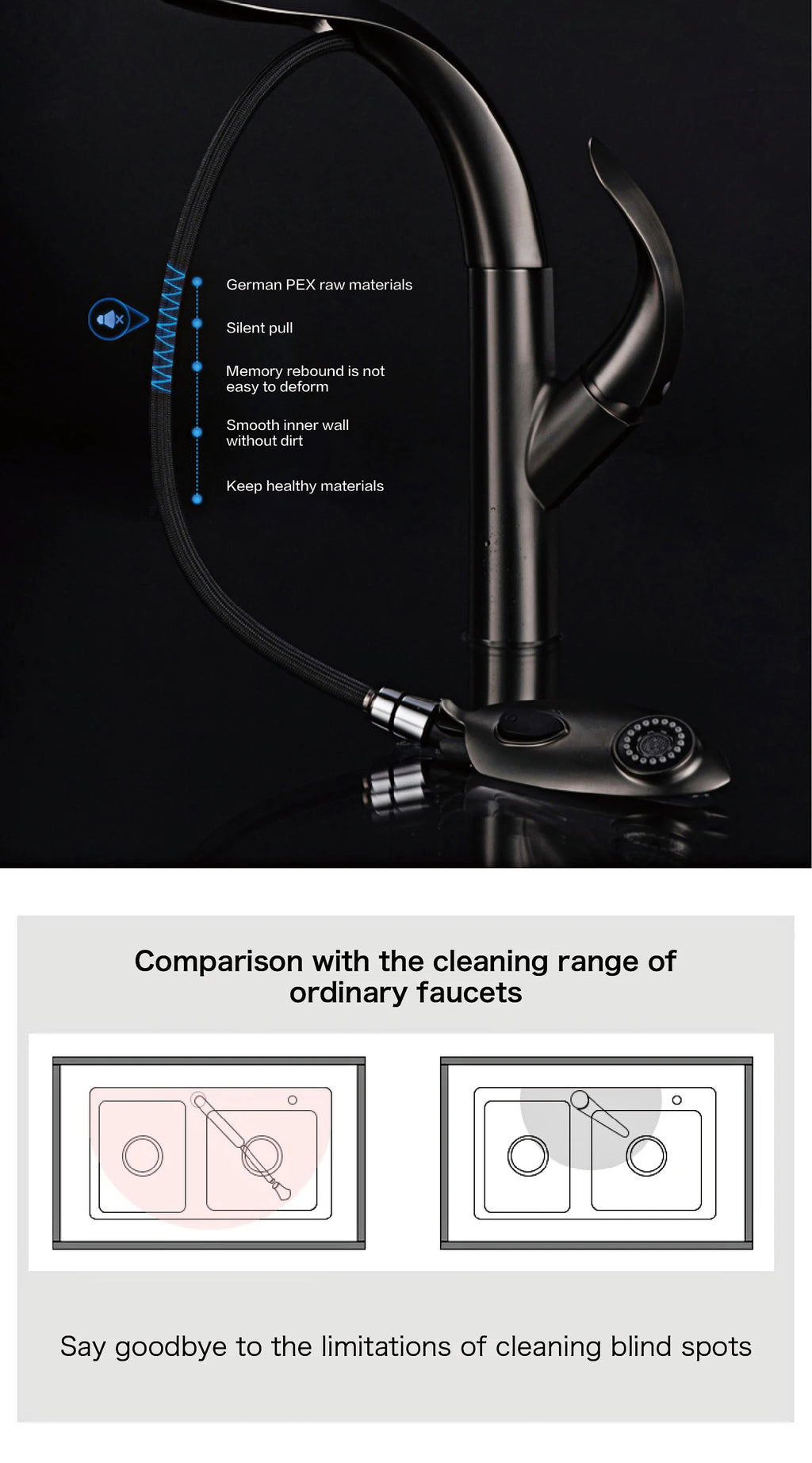gold kitchen faucet, pull-out, 2 function Sprayer