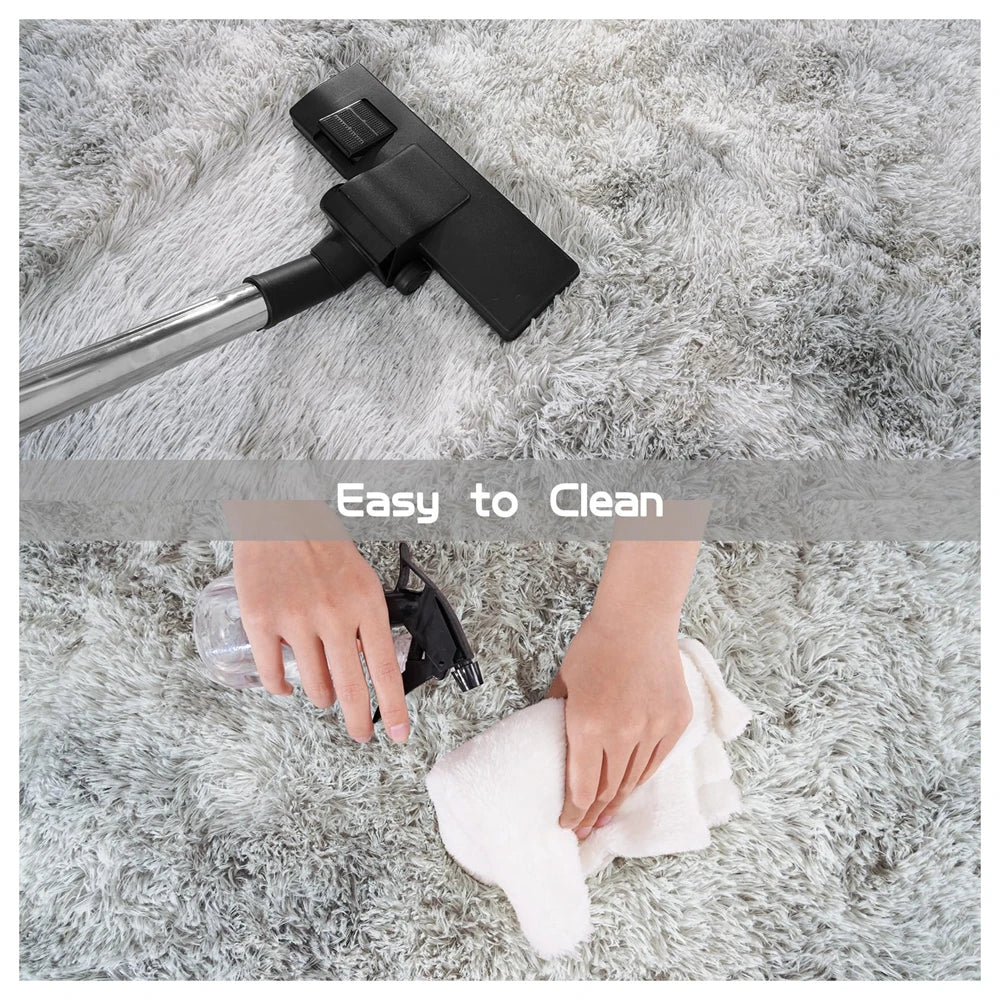 Oval Fluffy Plush Bedside Rugs, Moisture-Proof