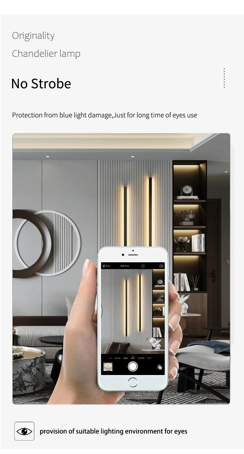 Wall lamp long strip black background