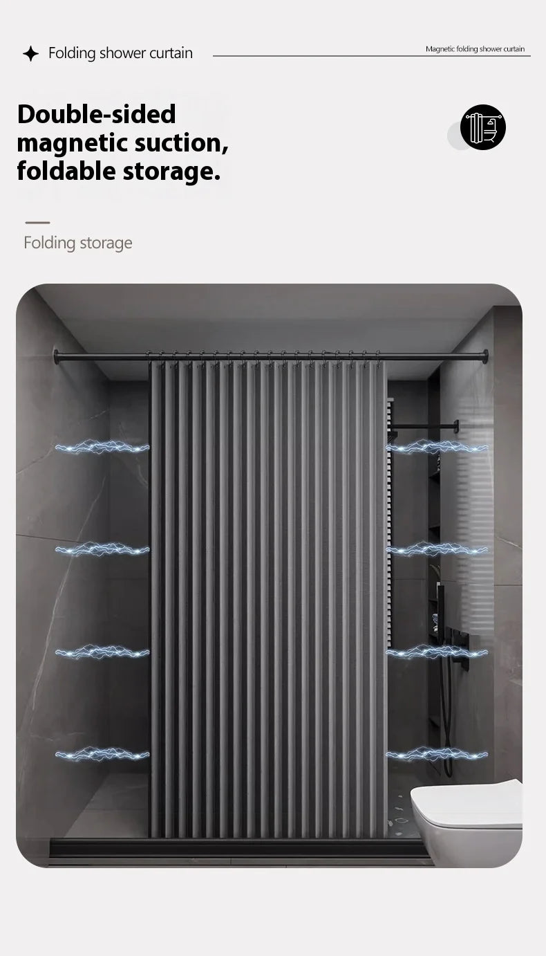 Bathroom Folding Shower Curtain