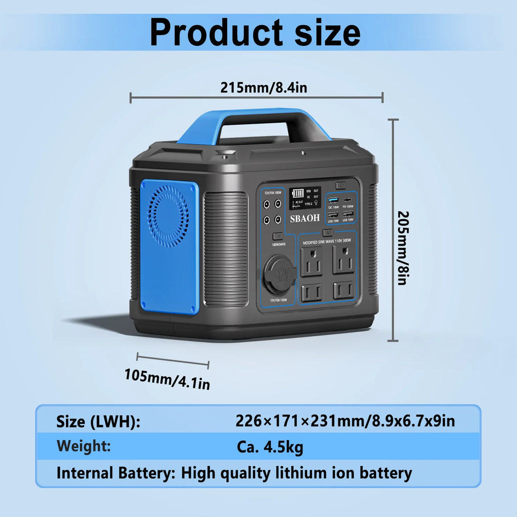 300W PowerStation, Lithium-Ion Battery, RV Camping