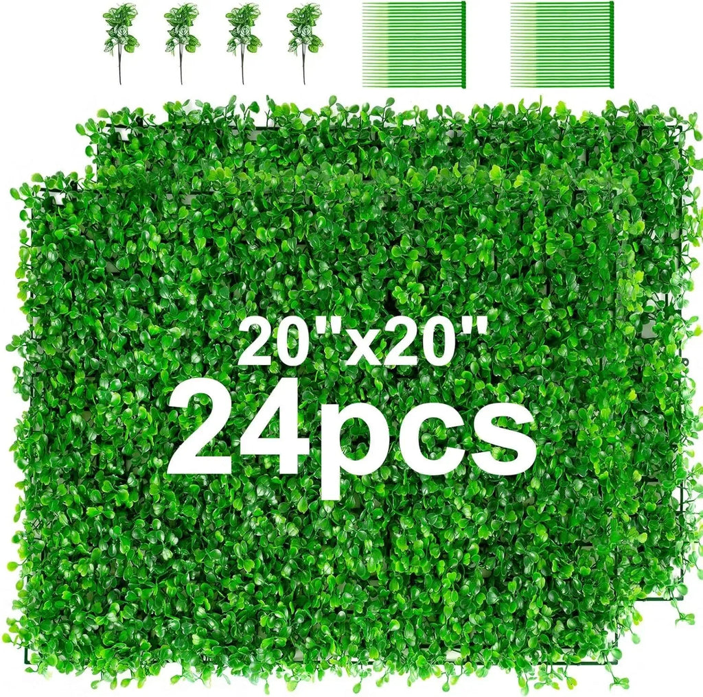 12pcs 24pcs Artificial Plants Grass Wall Panel Boxwood Hedge Greenery Privacy Fence Panel Grass for Indoor Home Garden Wedding