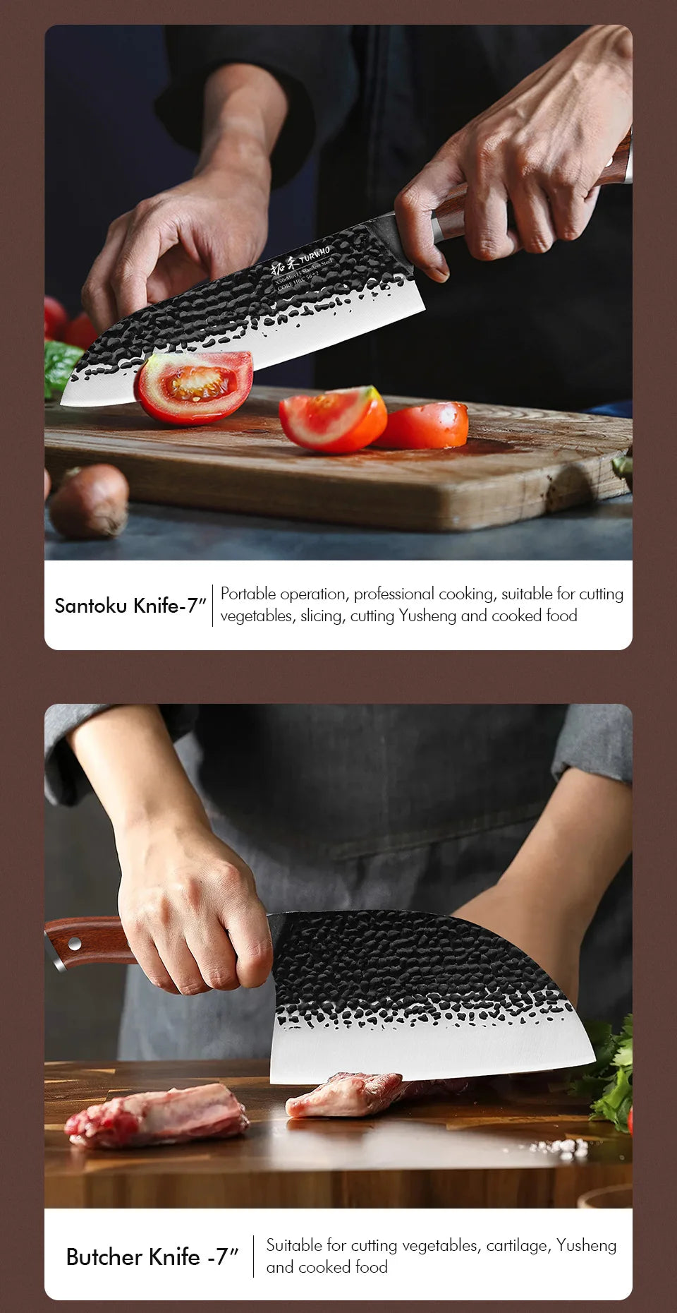 Japanese Hand Forged Stainless Steel Kitchen Knives