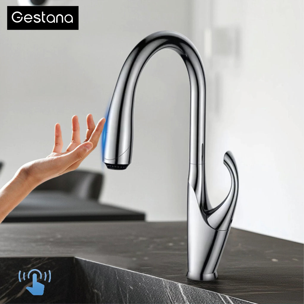 kitchen faucet, single handle, touch control, 3-function spray