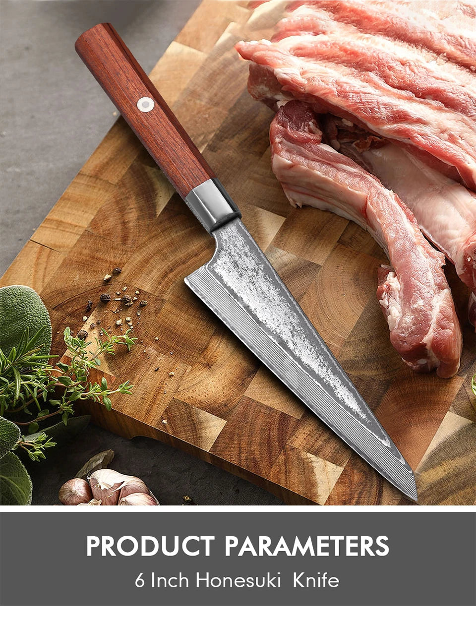 6" Honesuki Utility Knife Damascus Steel Chef Knives