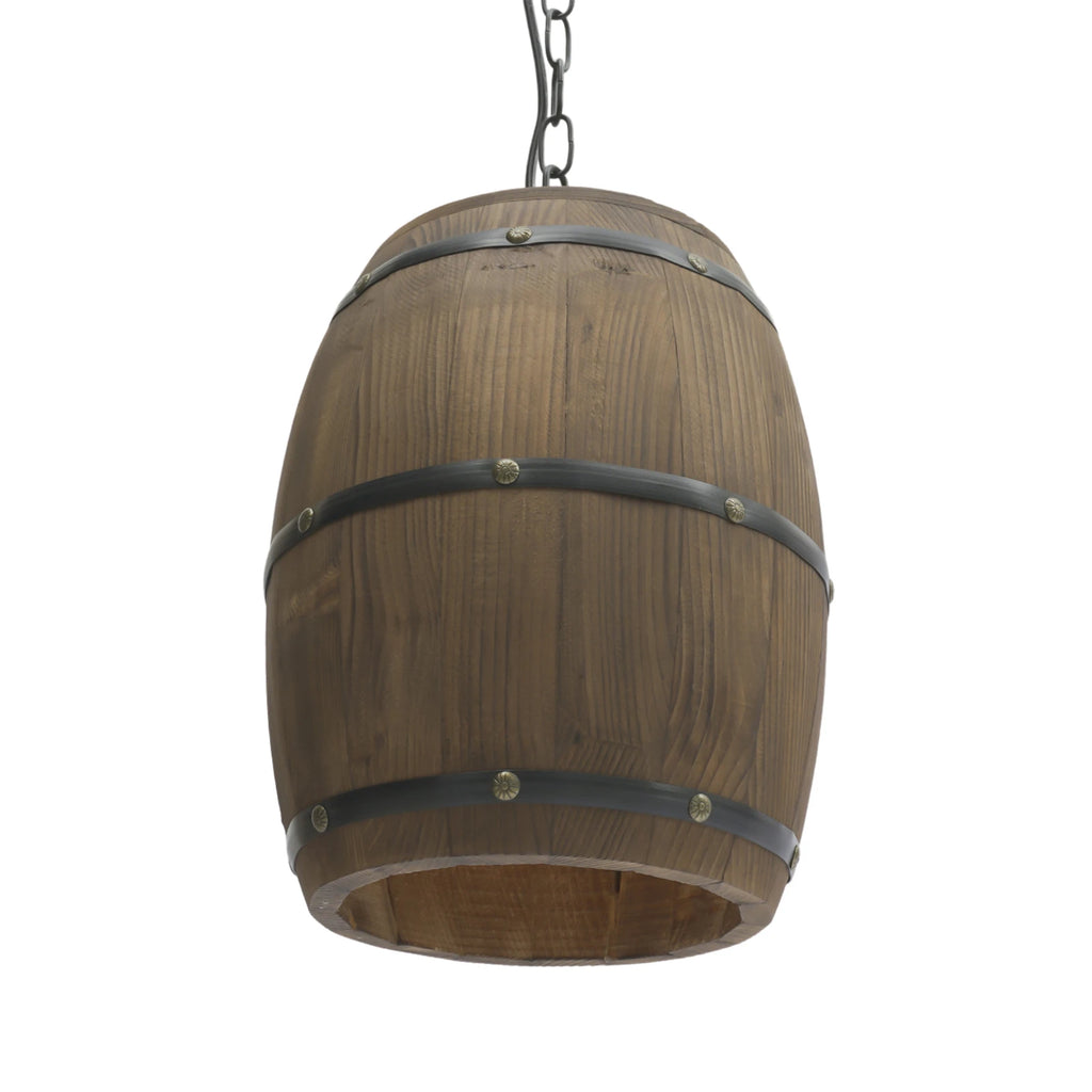 Wood Wine Barrel Pendant Light, Industrial Ceiling Lamp