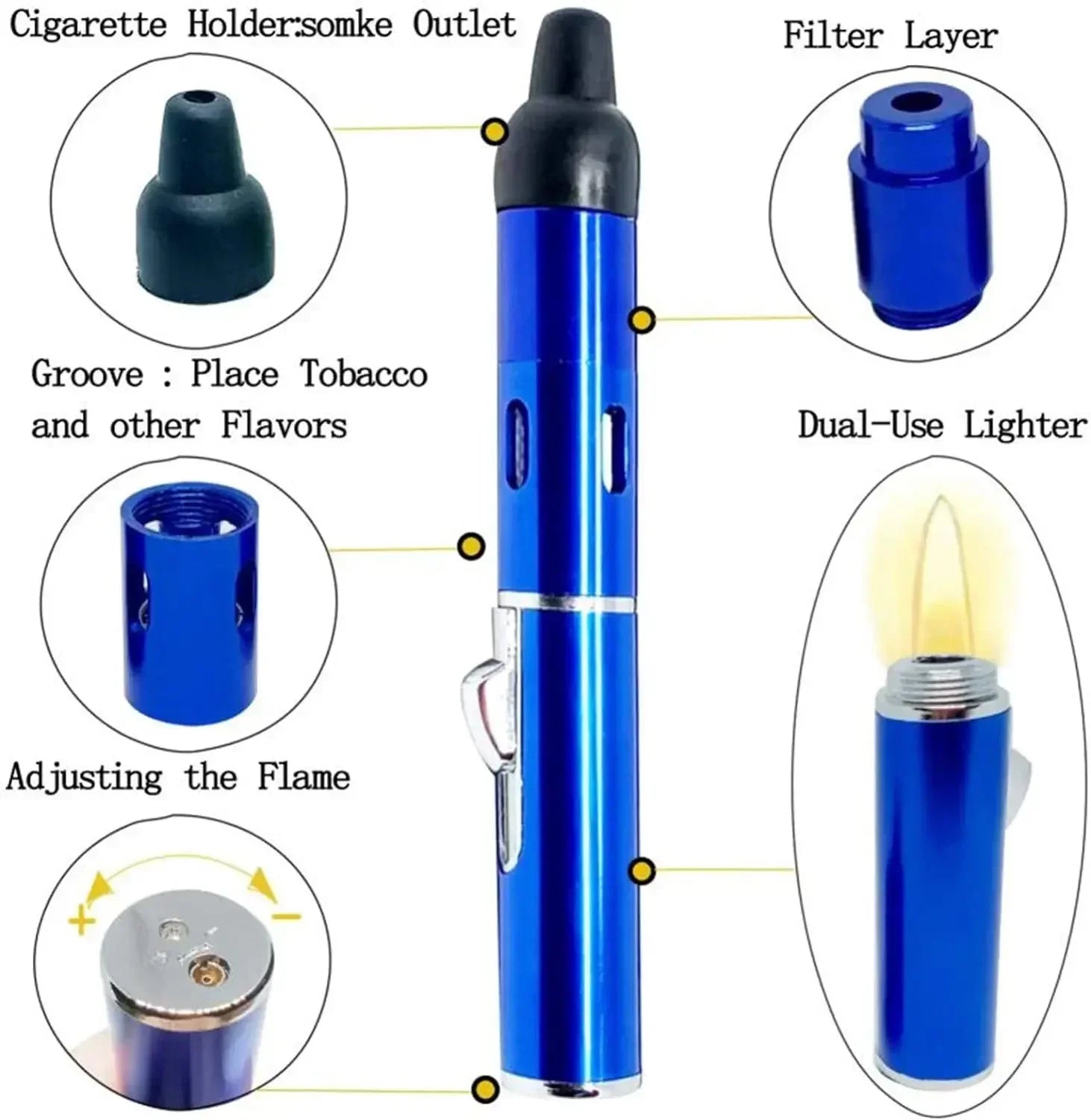 Metal Long Pen Aromatherapy Lighter