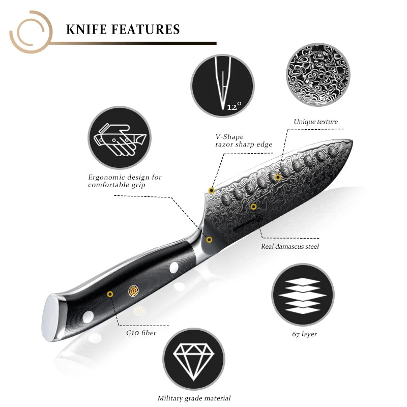 5 Inch Japanese Damascus Steel Kitchen Knife