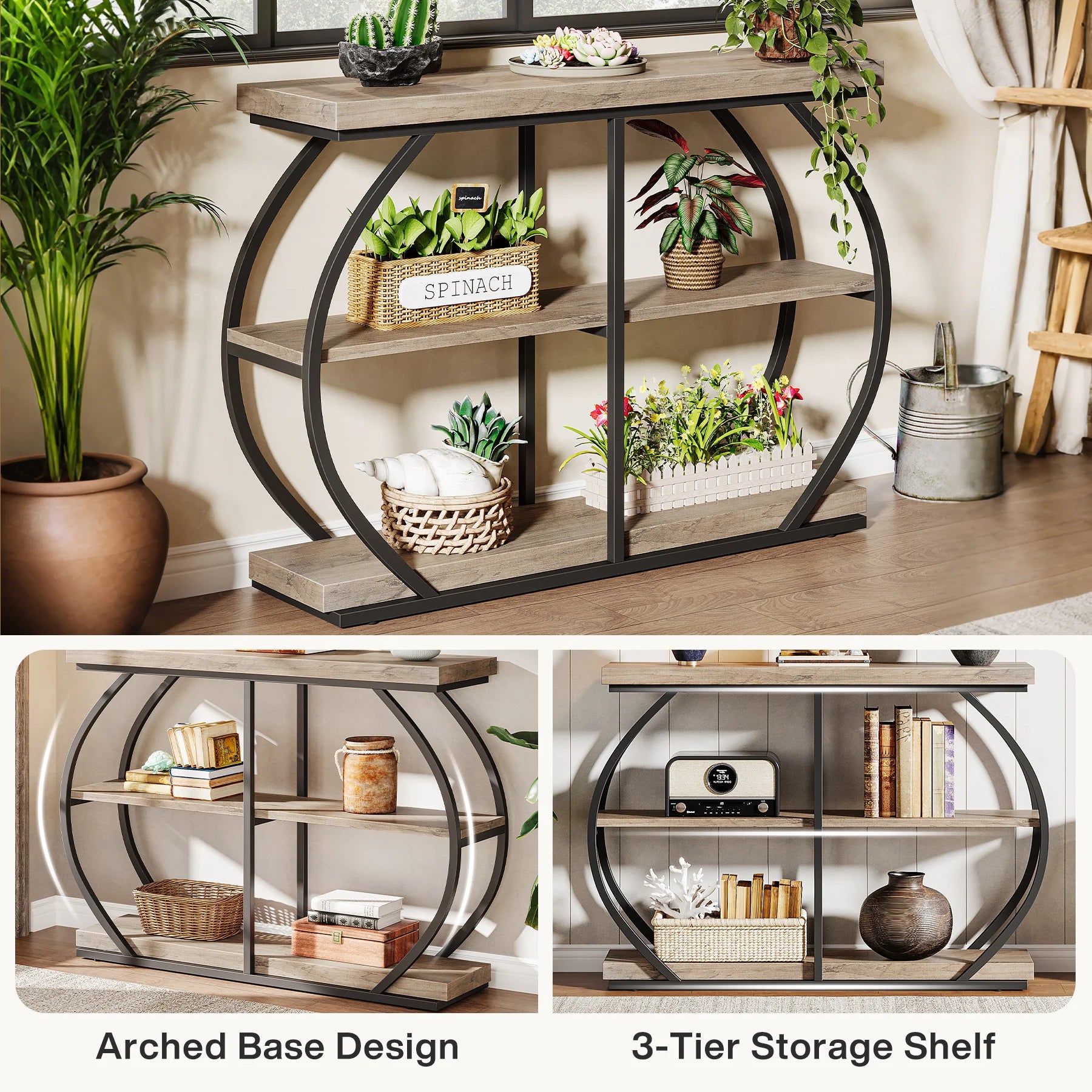 41.3" Console Table, 3-Tier Entryway Table