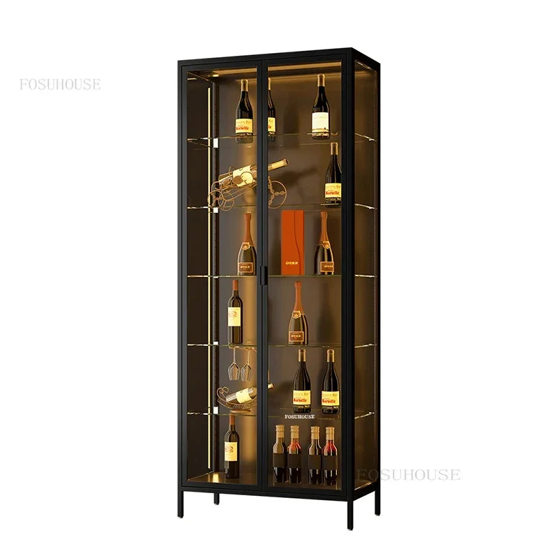 Glass Door Display Cabinet, Minimalist Light