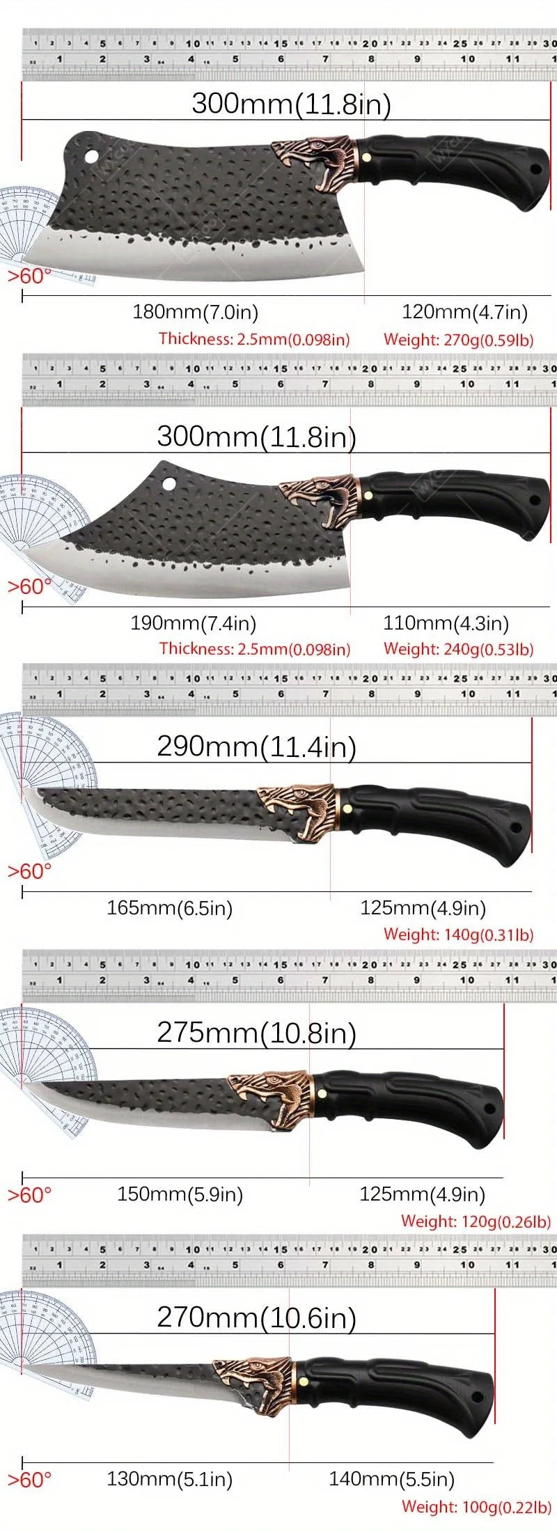 8PCS Professional Kitchen Chef Knife Set Stainless Steel