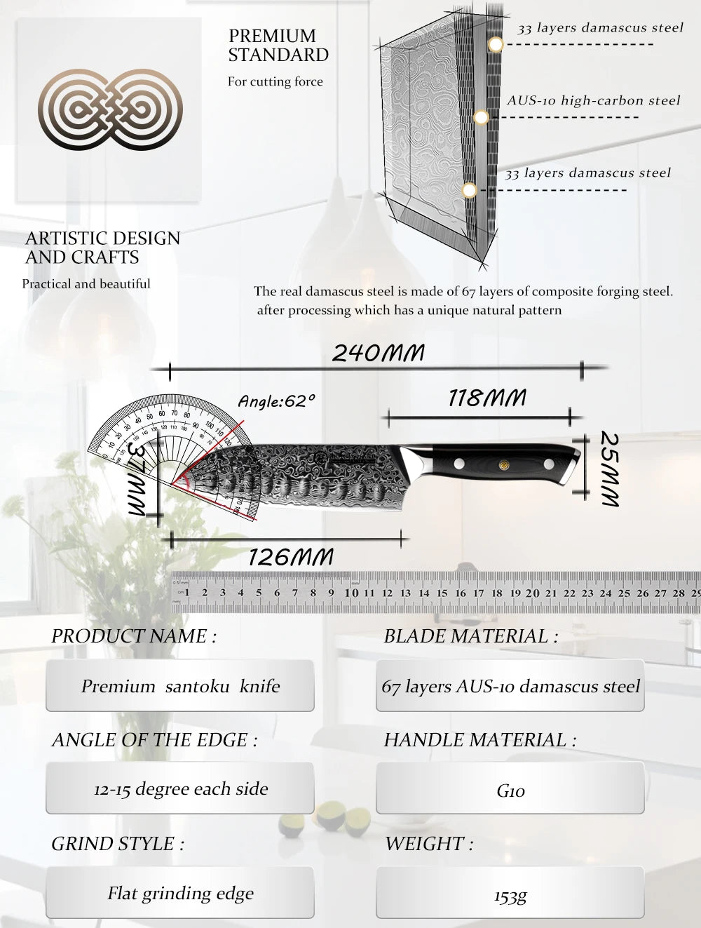 5 Inch Japanese Damascus Steel Kitchen Knife