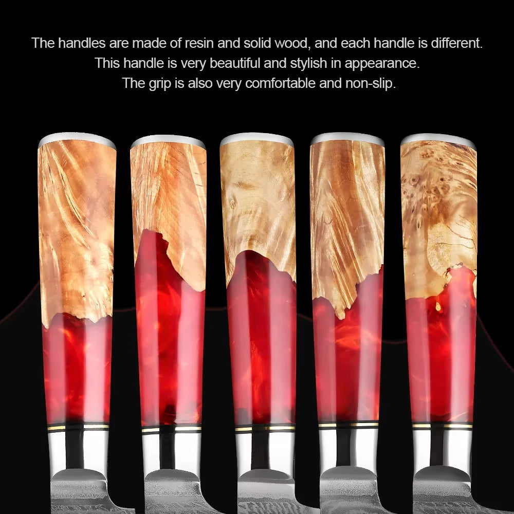 1-9Piece Damascus Steel Kitchen Knives Set