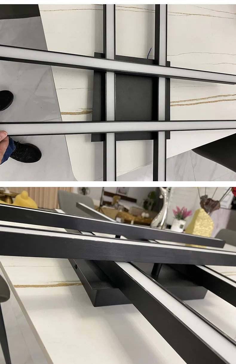 square led ceiling lamp, strip lights, black, white