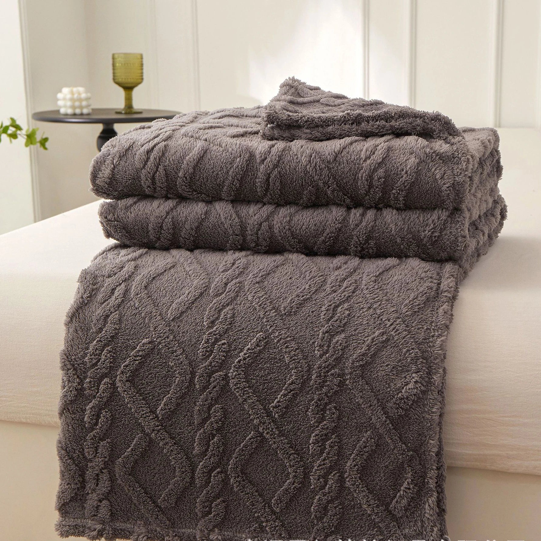 Sherpa Textile Fleece Blanket, Various Colors, Sizes