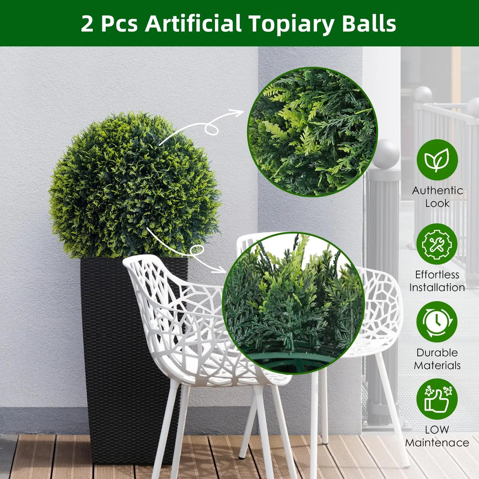 Topiary Balls, Artificial, Outdoor, Set of 2
