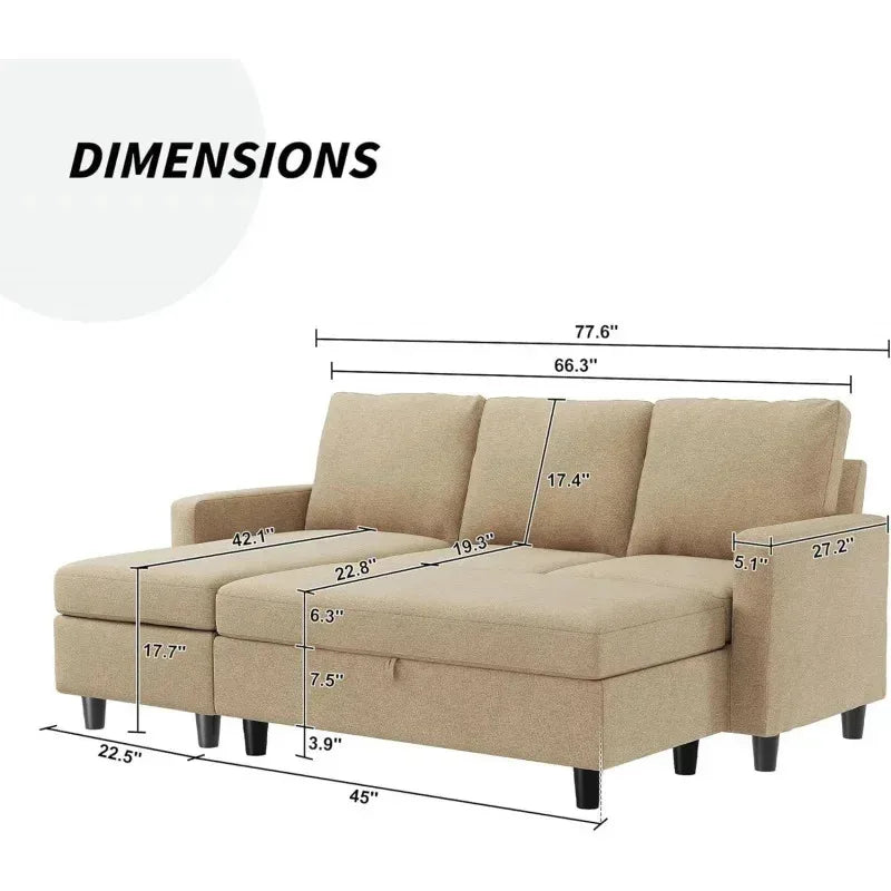 3-Pc. Convertible Sleeper, Storage