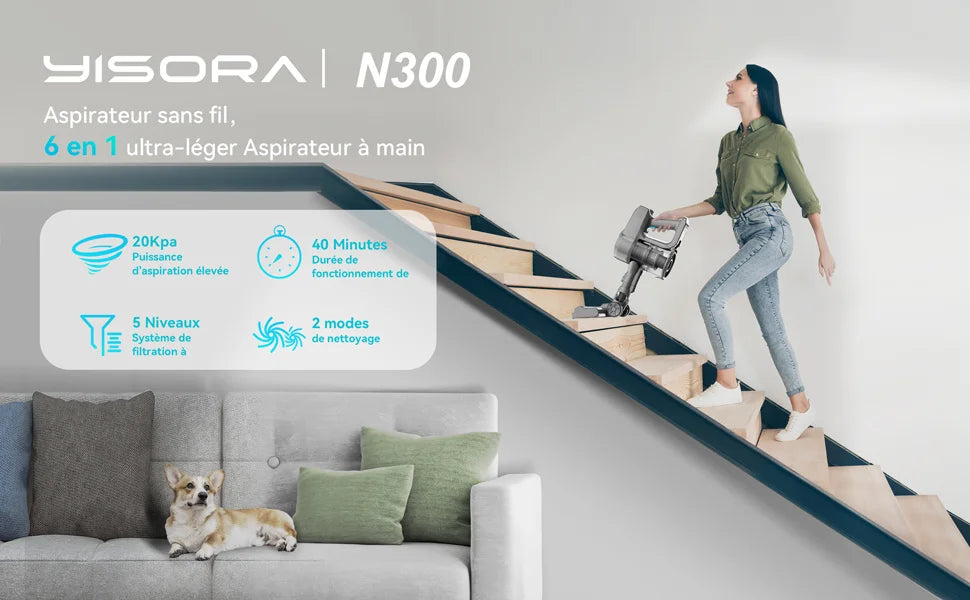 Lightweight Cordless Stick Vacuum for Carpet, Hard Floor