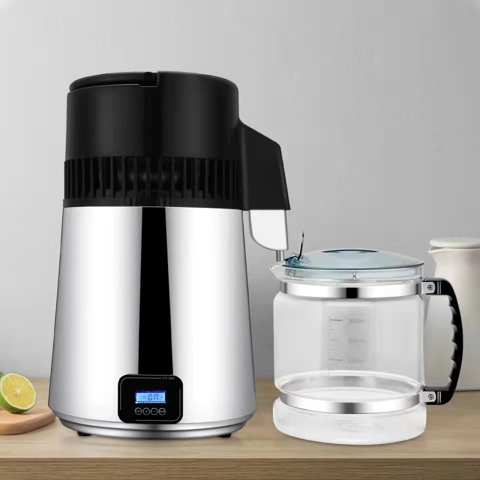 4L Water Distiller, Stainless Steel, Outlet Glass Container