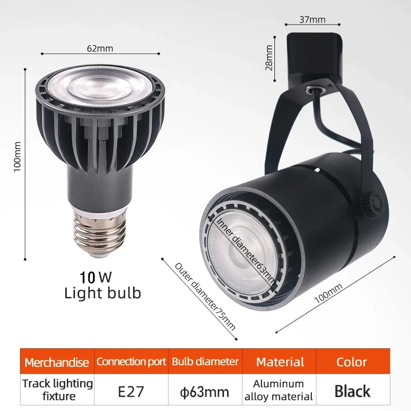 Led, Incandescent Track Light 5-10W, White, Black