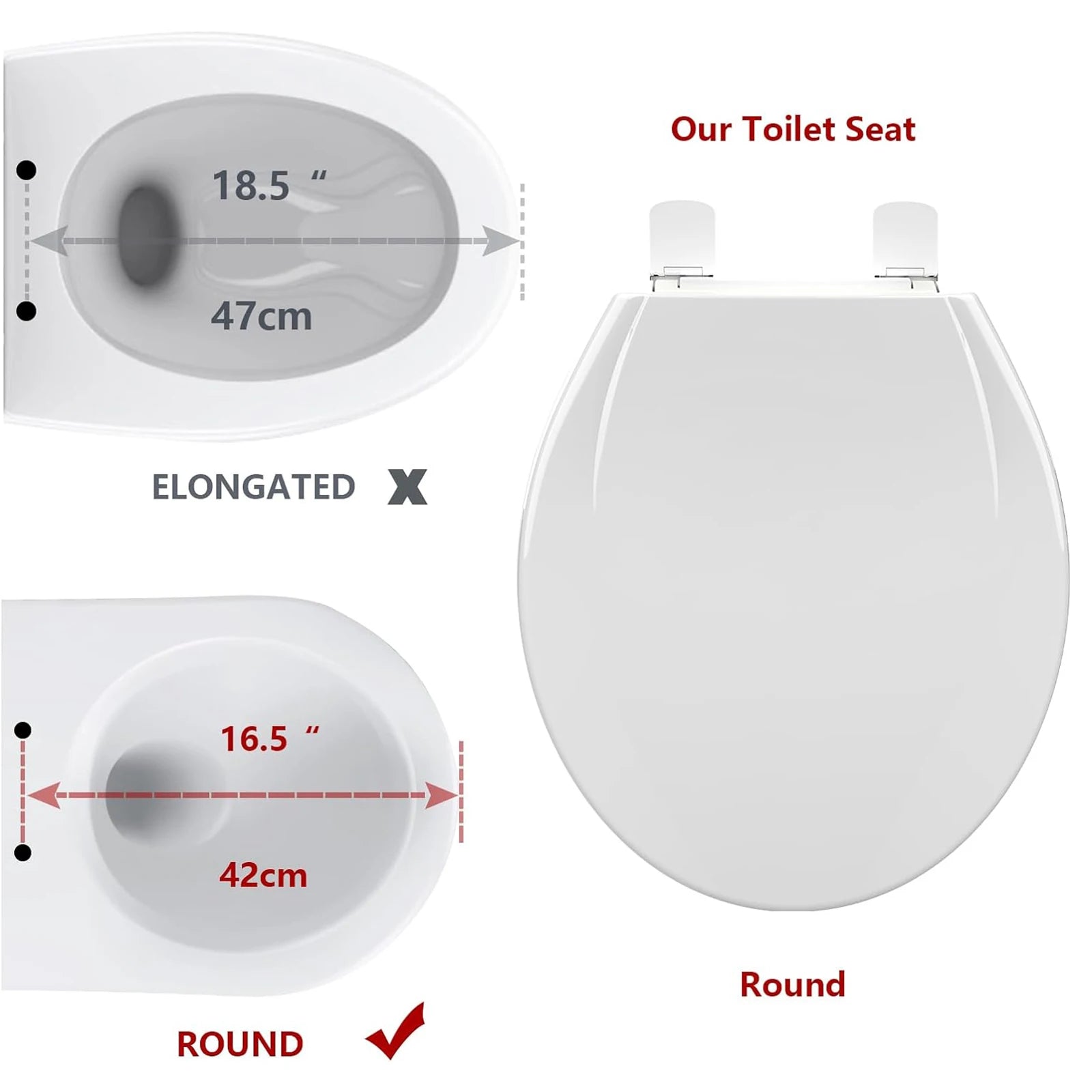Elongated Toilet Seat, Quick Release-Attach, Soft Close