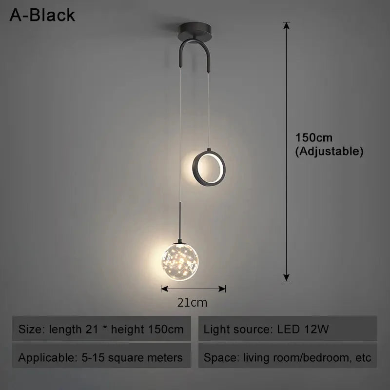 Starry Sky Projection Style Circular Led Pendant Light