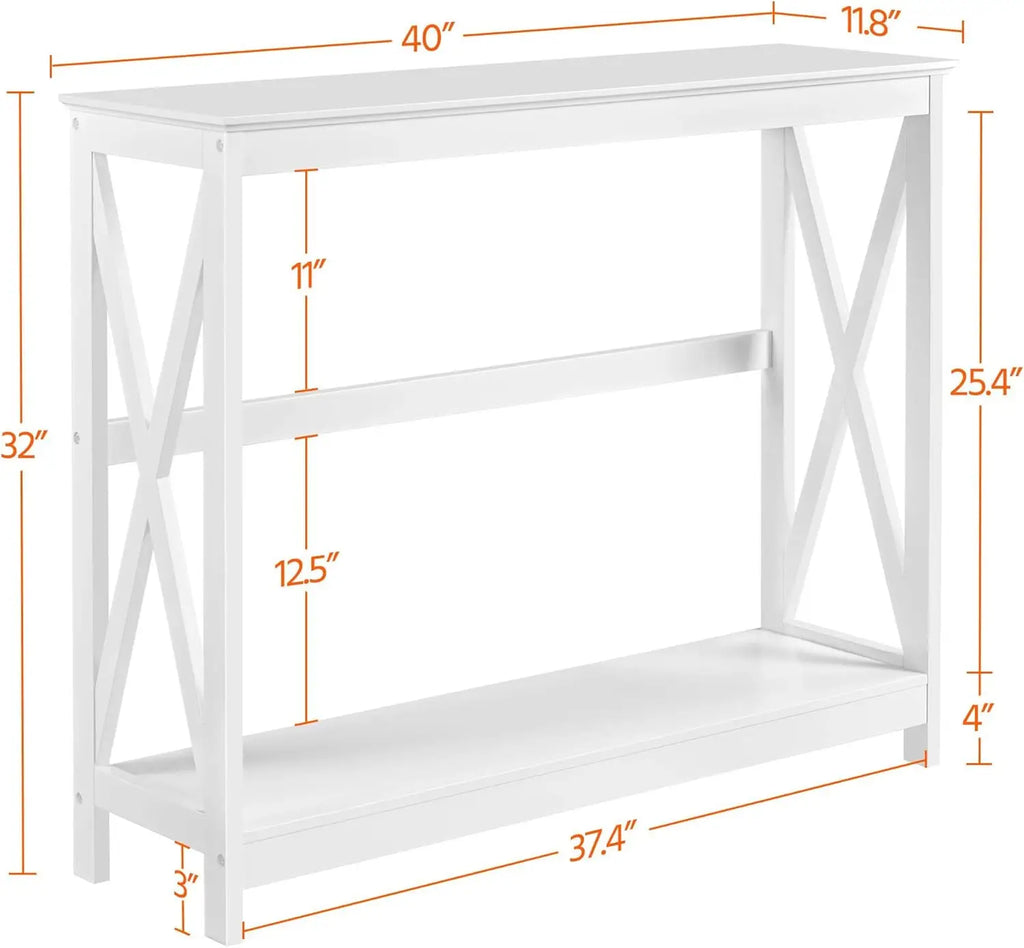 2-Tier Sofa Table Accent Table w/Storage Shelf