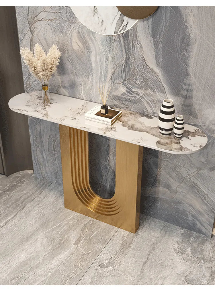 Space Saving Drawer Console Tables, Marble Top