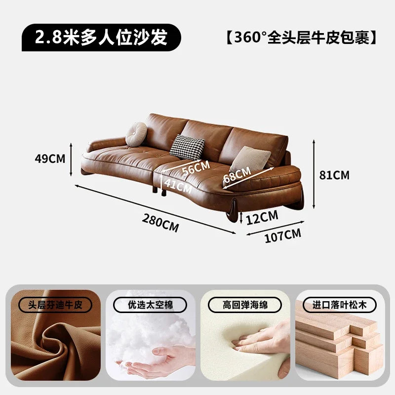 Brown Leatherette Floor Sofa, Reclining Style