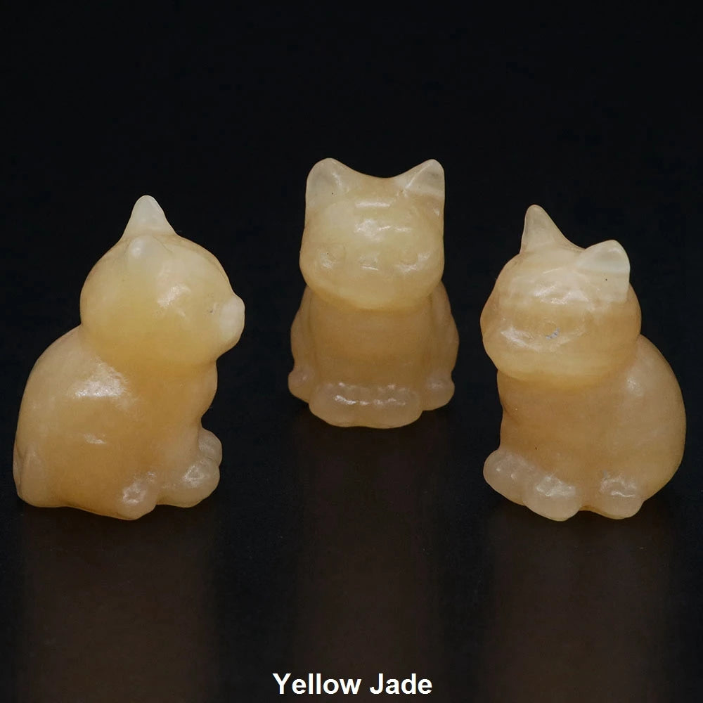 1.2" Mini Hand Carved Animal Kitty Figurine