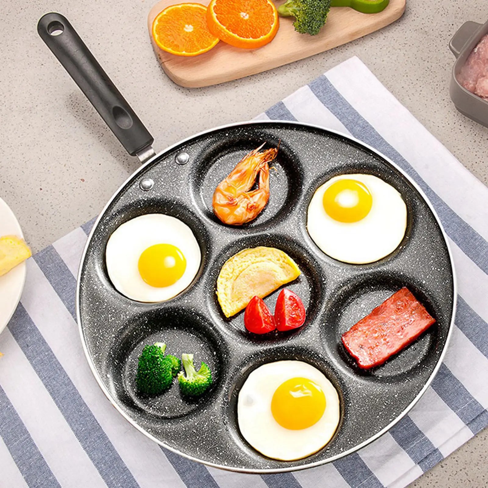 7 Holes Non-Stick Cooking Pan, burger mold