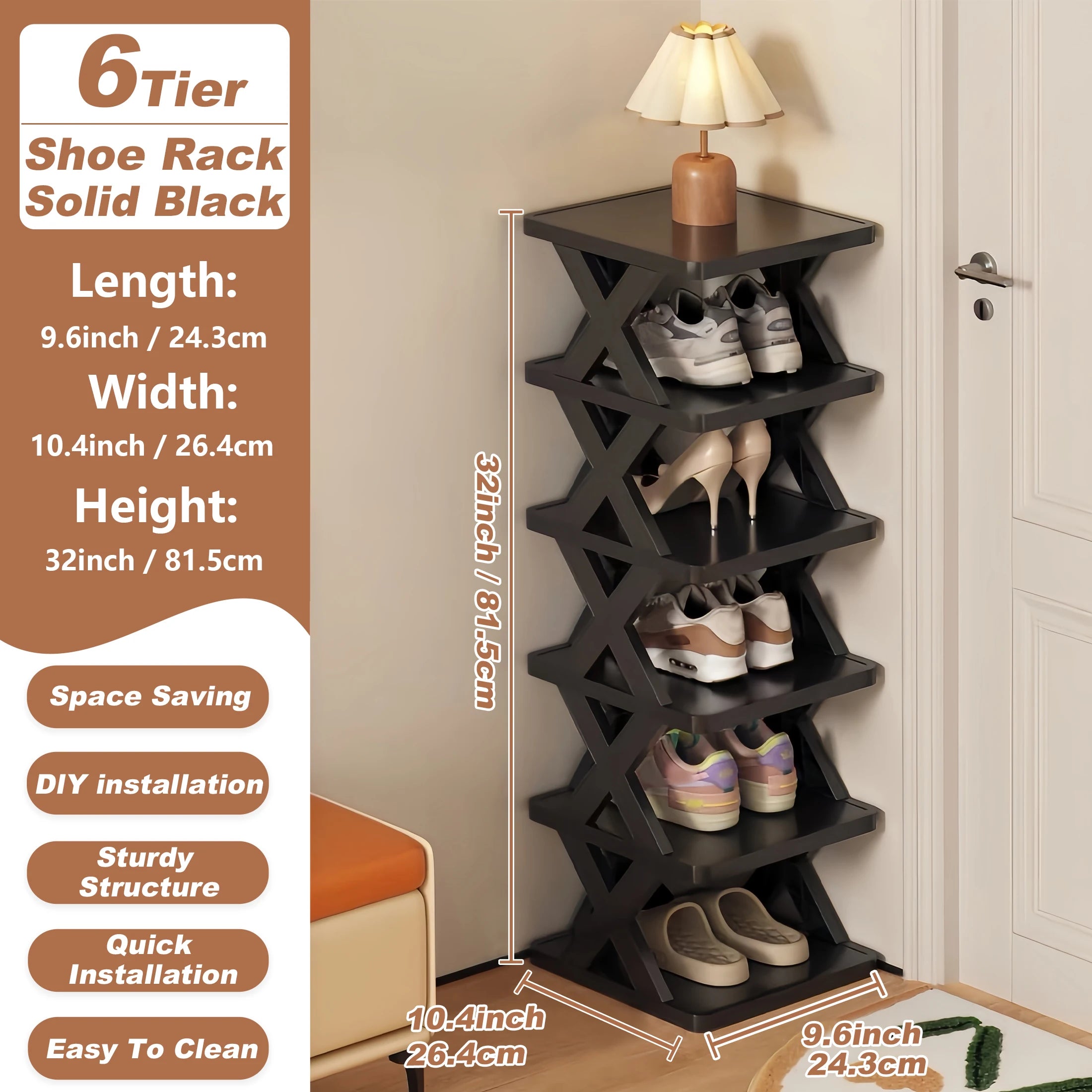Shoe Rack Storage Organizer, Black, White
