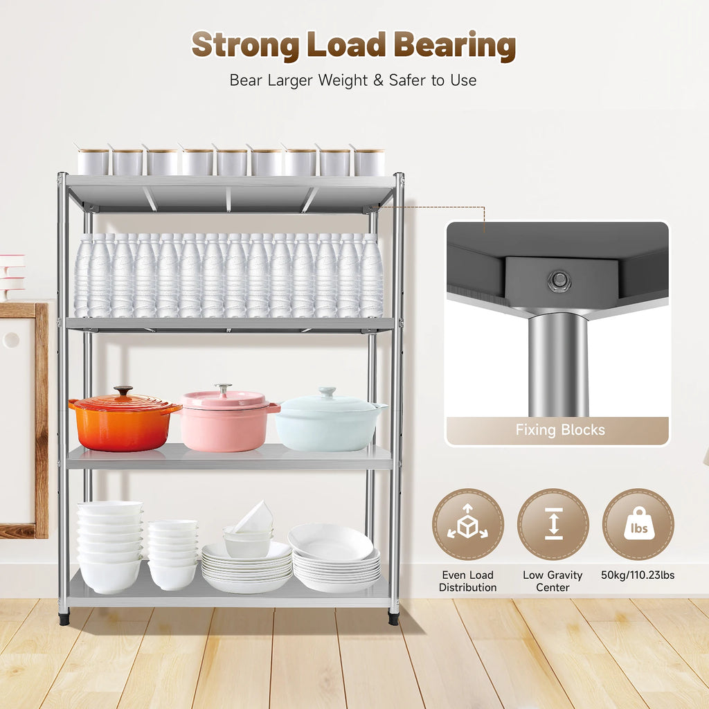 3-Tier 201 Stainless Steel Adjustable Storage Rack