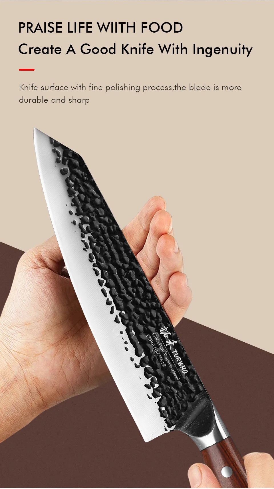 Japanese Hand Forged Stainless Steel Kitchen Knives