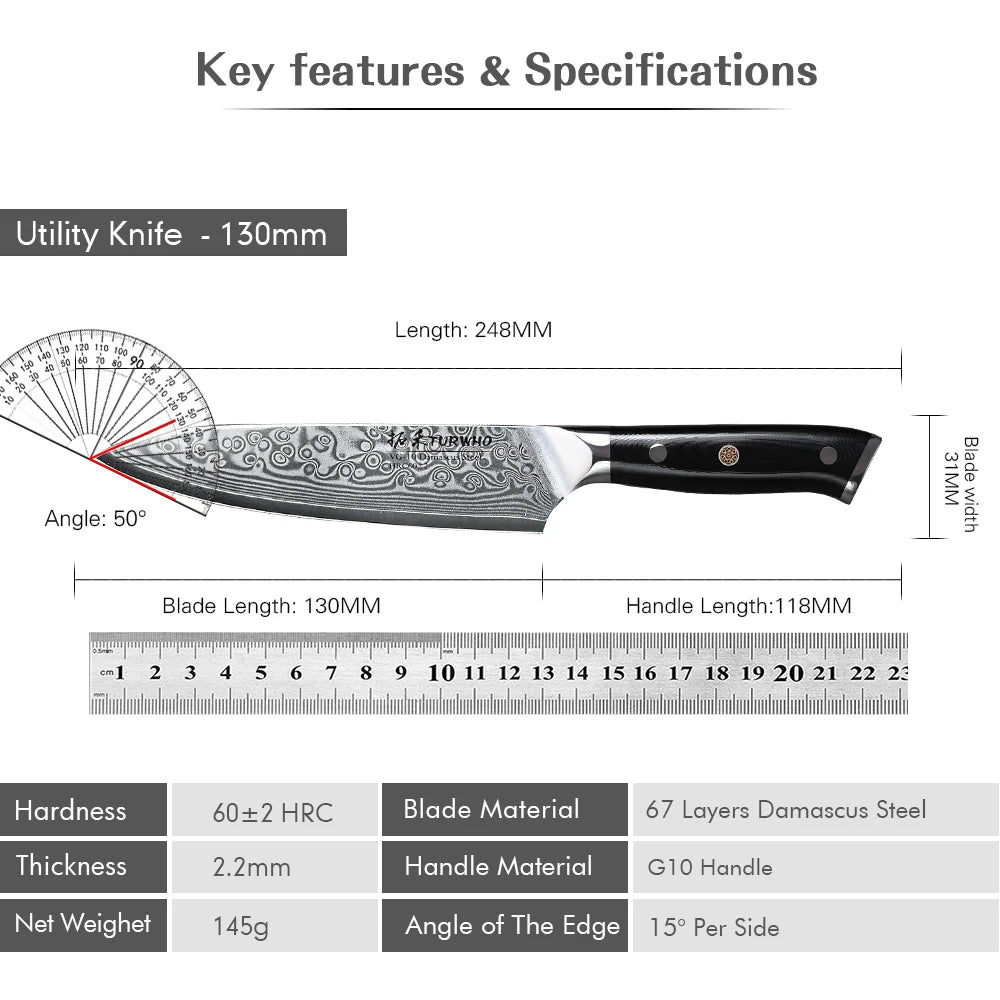 5“ Japanese 67 Layer Damascus Steel Paring Knife