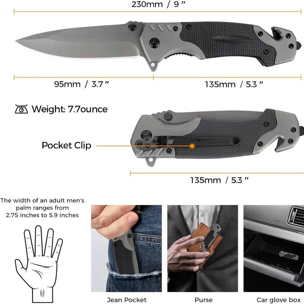 Folding Knife, Glass Breaker, Seat Belt Cutter