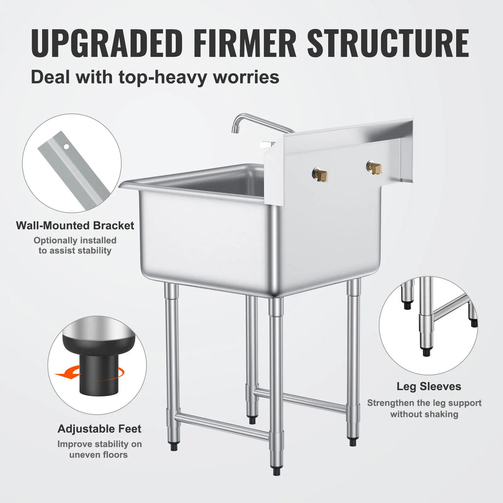 Kitchen Prep & Utility Sink w/Faucet