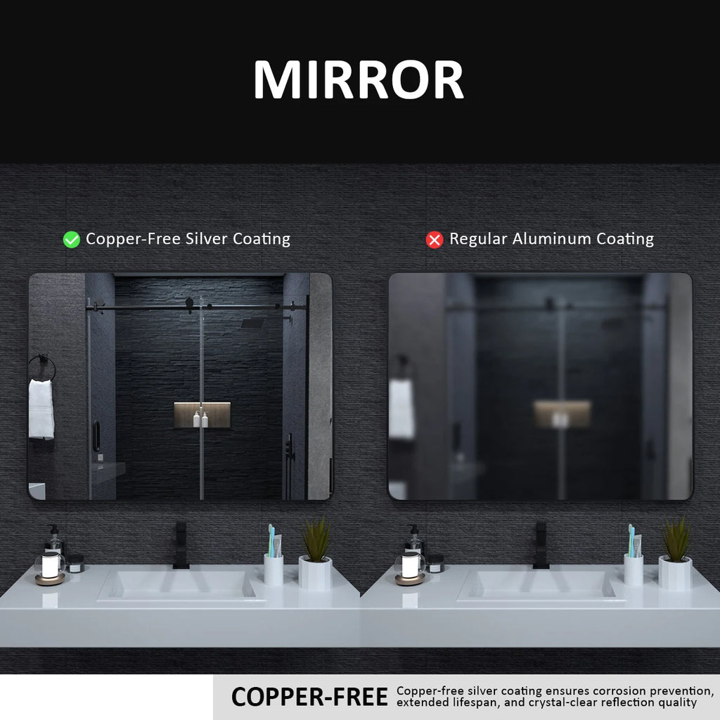 Matte Black Rectangle Wall Mirror