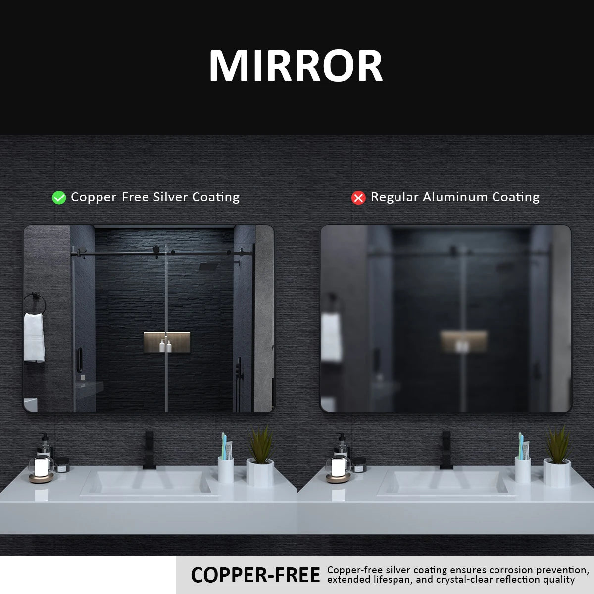 Matte Black Rectangle Wall Mirror