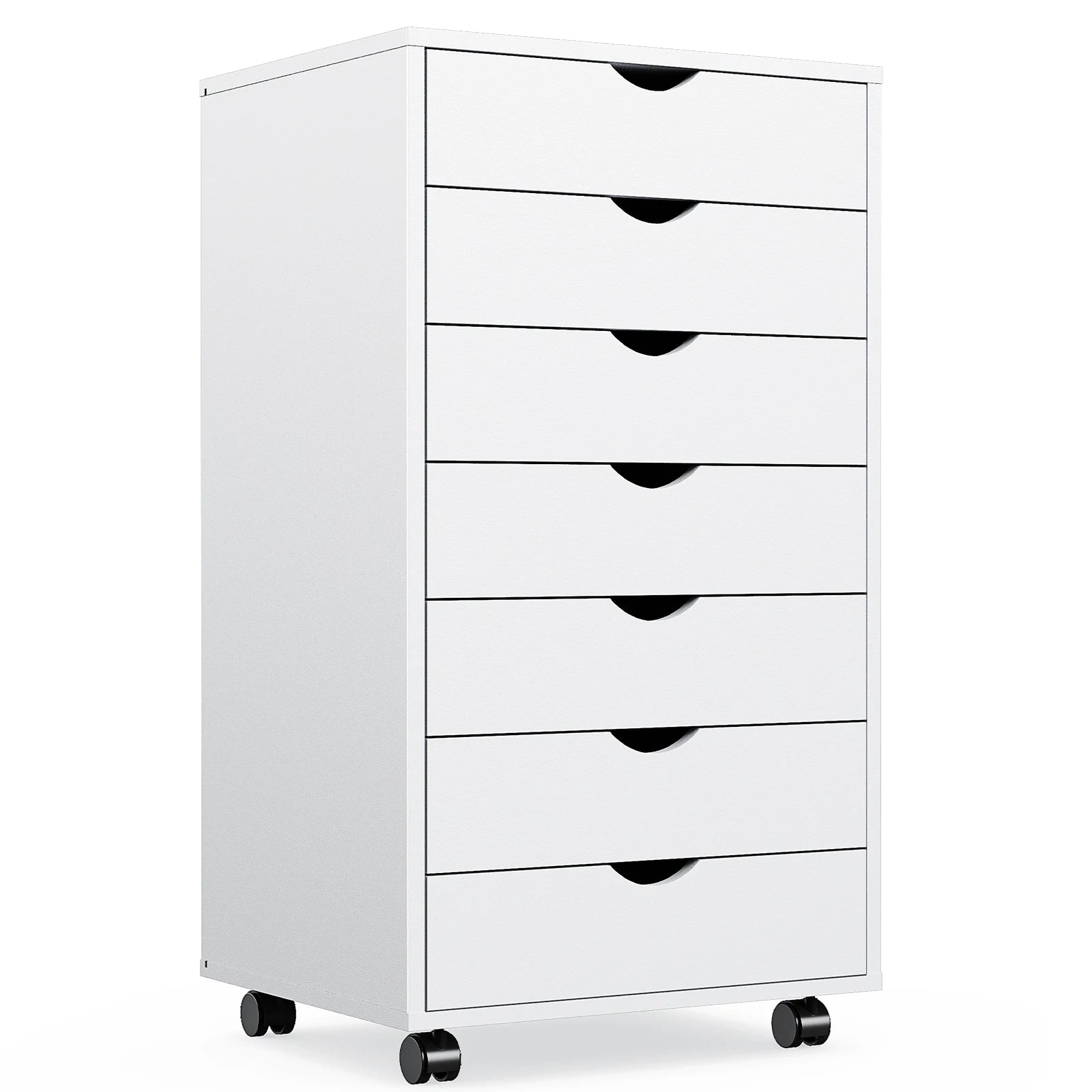 7 Drawer Storage Cabinet Wooden Mobile Cabinet, Wheels