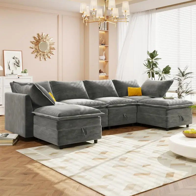 6-Piece Modular Sofa Bed with Storage