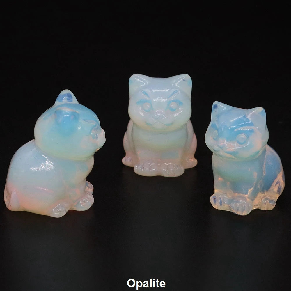 1.2" Mini Hand Carved Animal Kitty Figurine