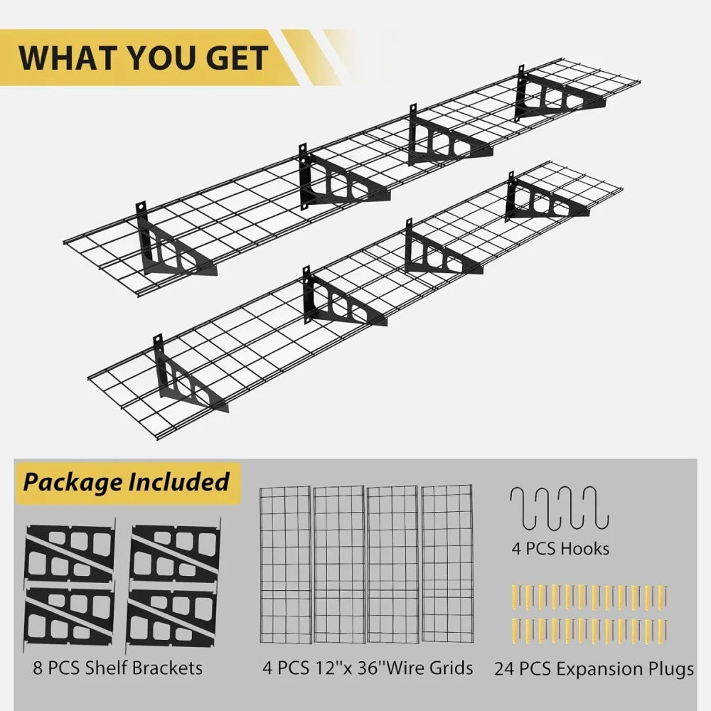 Garage Wall Shelving 2 Pcs 12x72 inch Wall Mounted
