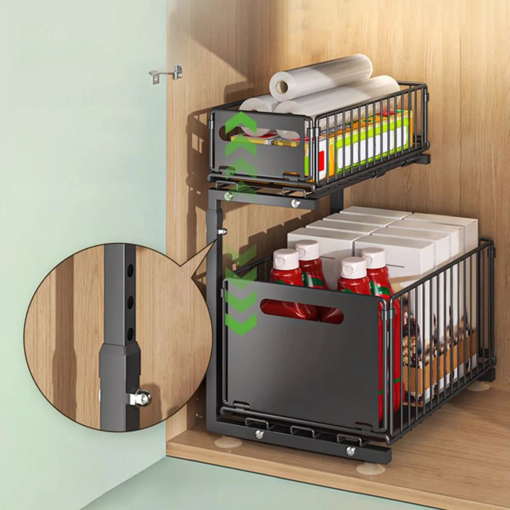 Under Sink Metal Pull Out Cabinet Organizer