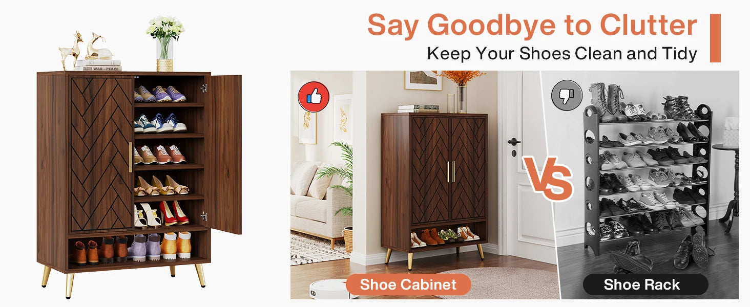 6-Tier Wooden Shoe Storage Cabinet