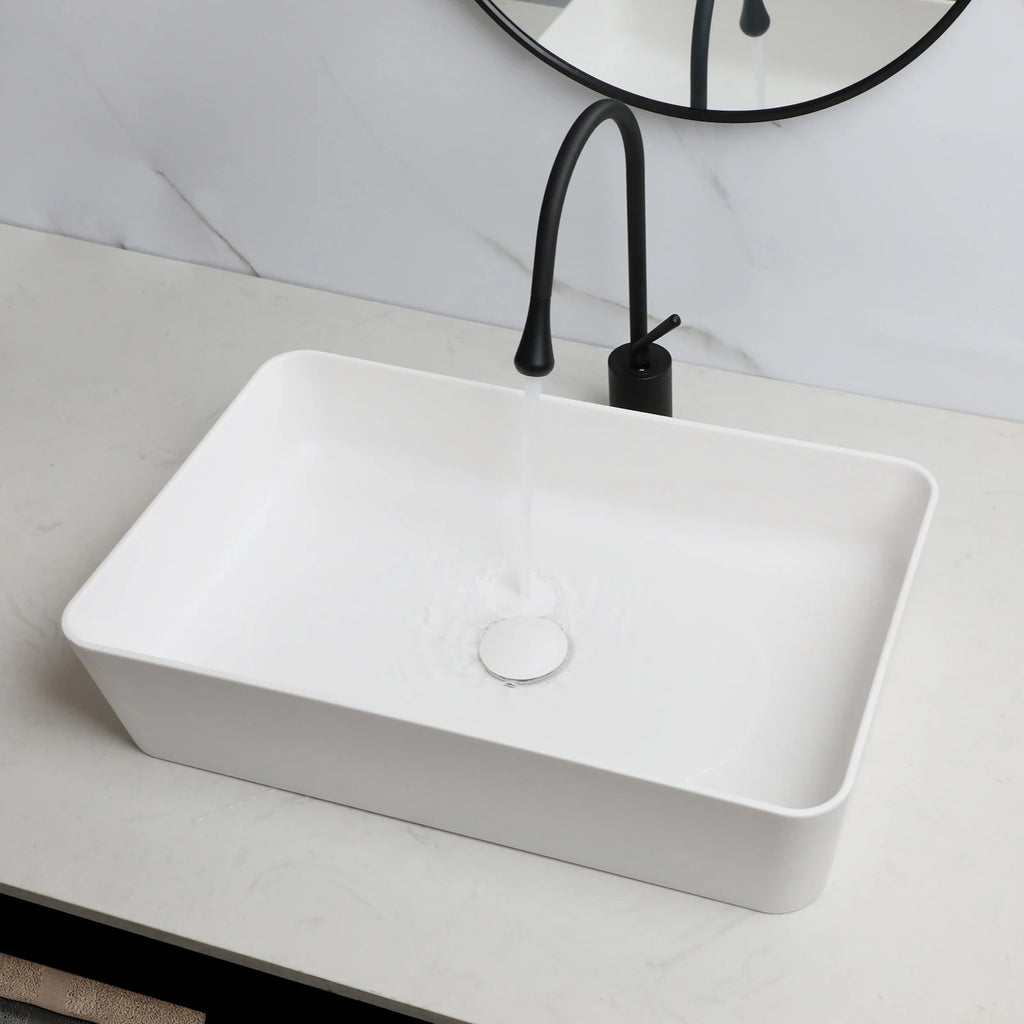 Blue Vessel Sink Deck Mounted, One Handle Faucet, Drain Set